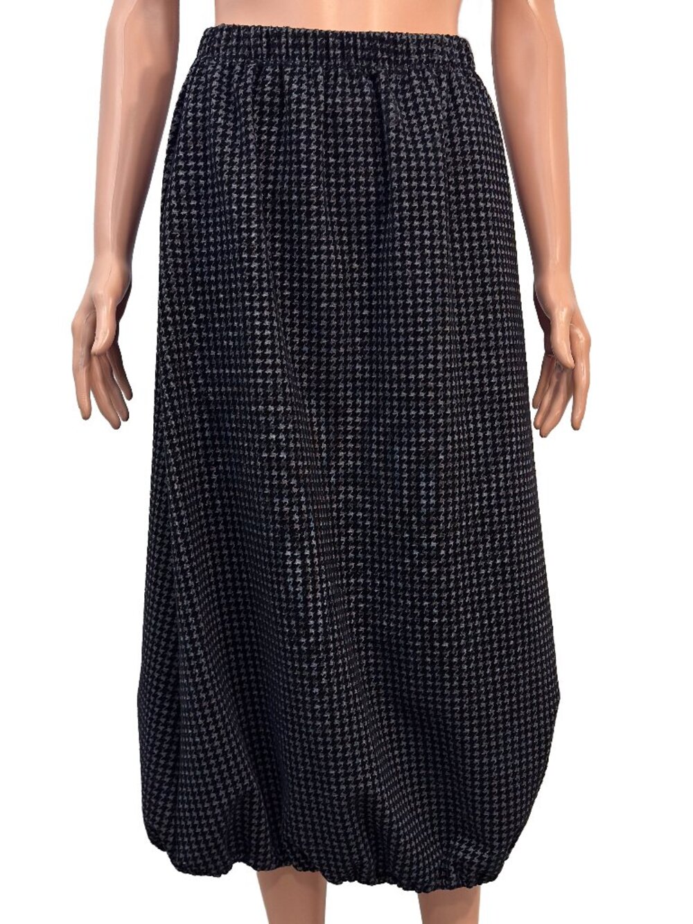 Bryn Walker Houndstooth Monochrome Thick Balloon Midi Skirt Women’s Small